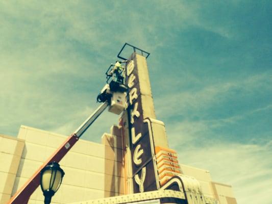 We totally rebuilt the Marquee sign in Berkley Michigan in 2002 and we still service it today. We repair Neon, chaser lighting