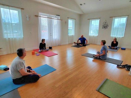 Yoga class upstairs