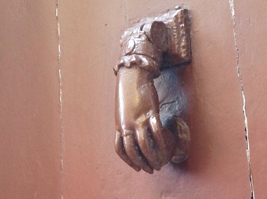 Model of perfect hand position... as antique door-knocker in Nice, France?