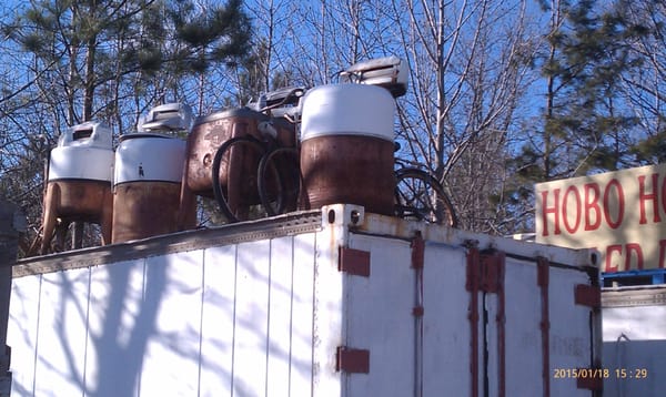 Washing machine 'collection' on the roof. I guess they aren't Maytags.