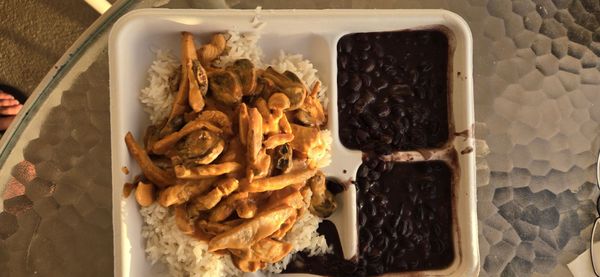 Chicken stroganoff was super tasty.  As are those extra black beans