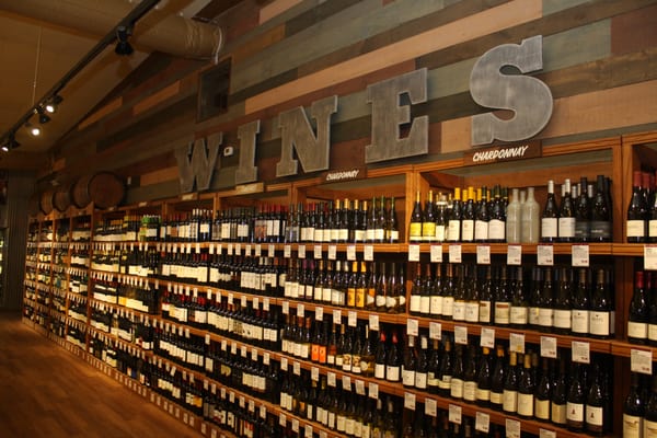 Inside the newly renovated store- wine wall