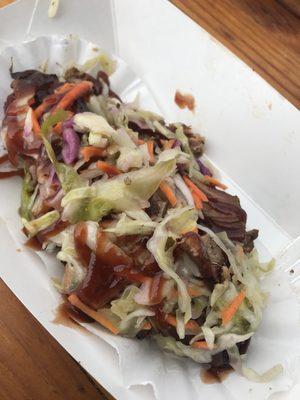 Hot dog with brisket and slaw