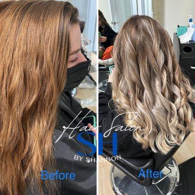 Before and after balayage