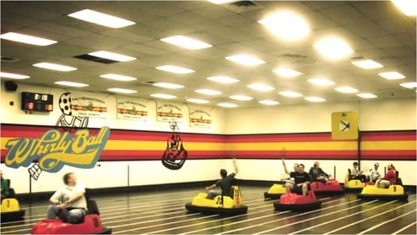 A somewhat better picture showing what Whirlyball is, but still probably hard to understand in picture form