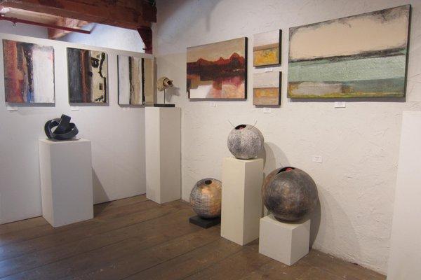 Paintings by Sharyn Blaustein, sculpture by Jan Dorris