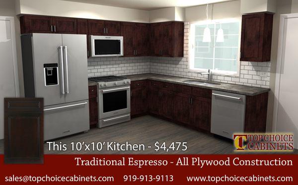 10x10 Pricing for Transitional Espresso Cabinets