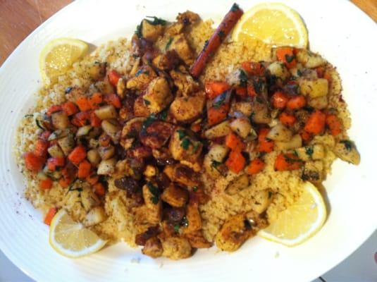 Save time by buying cubed chicken so you have more time to create masterpieces like this :  lemon chicken couscous