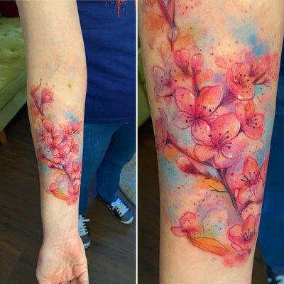 Watercolor cherry blossoms