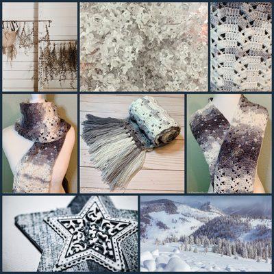 Rustic Lace Scarf in Gray and White