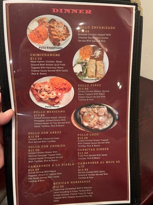 Inside of the menu