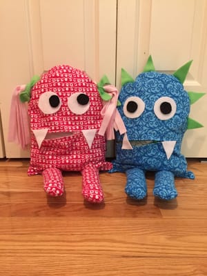 Monster pillows are popular with the kids to make fun projects. http://www.sewstudiosouthborough.com