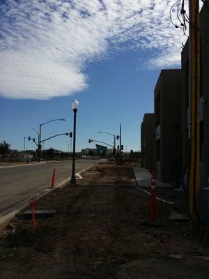 The front of the school near some new developments