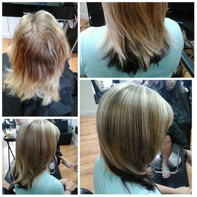 Before and after Color correction, #highlights, and haircut