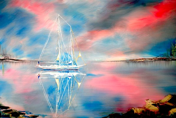 Glimpse a Perfect Reflection of Days to Come © original Oil 24x36 Giclee on canvas avail.