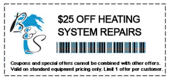 $25 heating system repair discount!