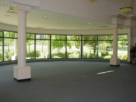 Calm, peaceful, class-room next to a park. Positive natural energy around you during practice