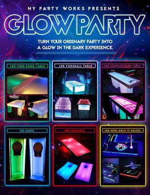 Glow Foosball, Mini-Gold, Dart Board, Cotton Candy