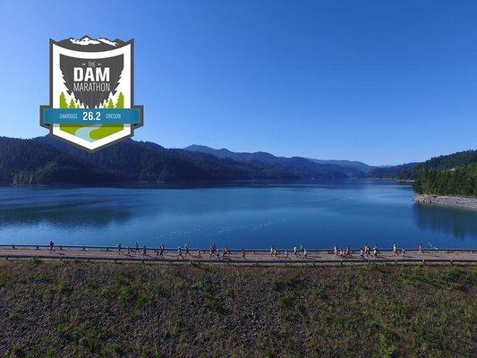 Runners get to run across the dam!