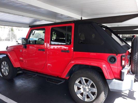 Trektop twill cloth soft top and new nerf running boards look GREAT.. BIG IMPROVEMENT