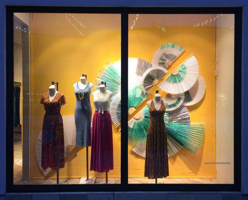 Anthropologie display window June 2018 seen in Columbia, Maryland.