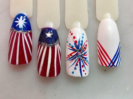 New examples of our many 4th of July nail art