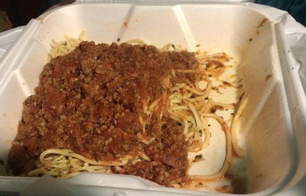 Spaghetti with meat sauce...garlic bread and salad not shown