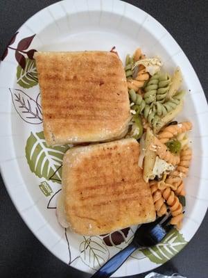 Turkey Bacon Ranch Panini with Pasta Salad & Water $10.95