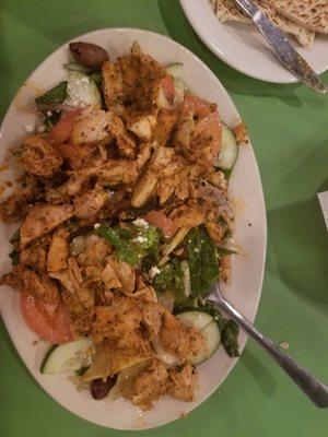 Mediterranean  salad with chicken  Lots of chicken and good flavors