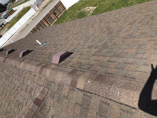 Asphalt shingles and roof vents