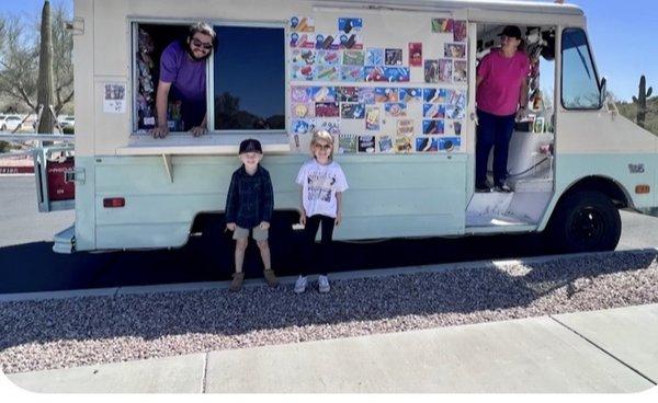 We are a local family owned and ran business. Mom and son getting ready for an event. 2 of my grandchildren helping out.