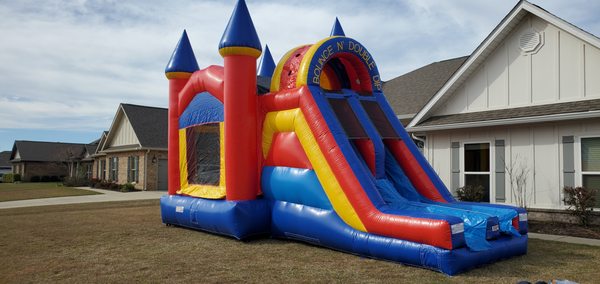 Bounce and Double Dip Bounce House and Water Slide Combo.  Available to rent now!