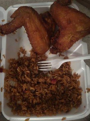 fried wings and pf rice