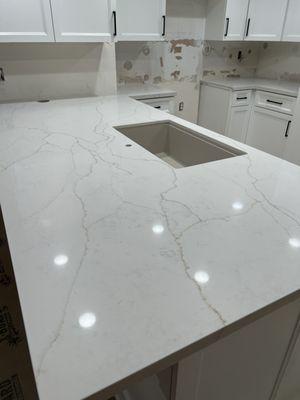 Quartz countertop installed