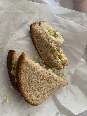 The tuna sandwich on wheat bread , MMMMM DELICIOUS