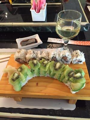 My go to rolls: Tres Amigo roll on the top, kiwi roll bottom. And you can't go wrong with a BYOB.