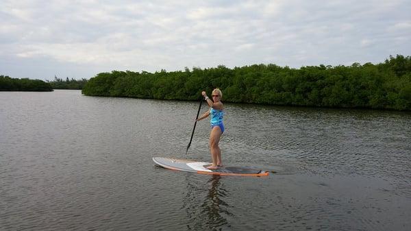 Kathy out paddling along the mangroves