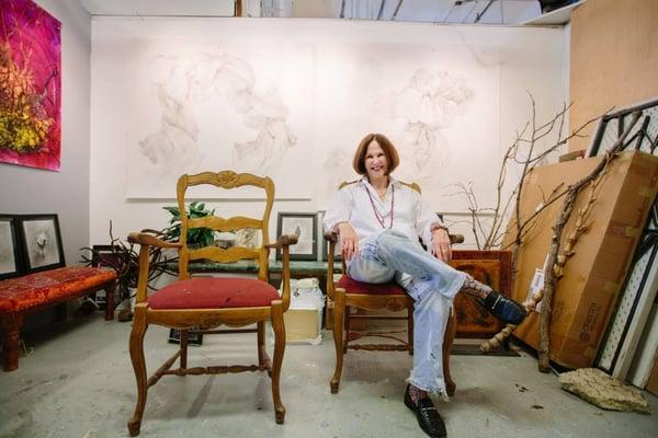 Tina Salvesen in her studio (#47) at The Bakehouse Art Complex. Photo Credit to Catalina Ayubi.