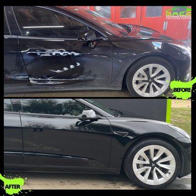 Best place to take your Tesla?
 Definitely D.A.C.C.
 Before / After
 2021 TESLA MODEL 3
 Contact Us today for an Estimate (972)242-0092