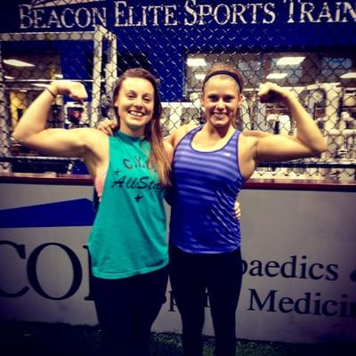 Trainers Whitney and Sarah show off their "BEST" muscles