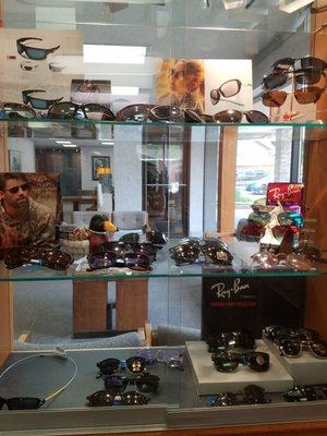 Display case of sunglasses.