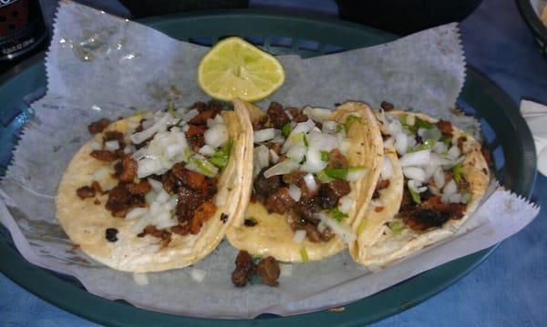 Tacos de pastor and carne asada