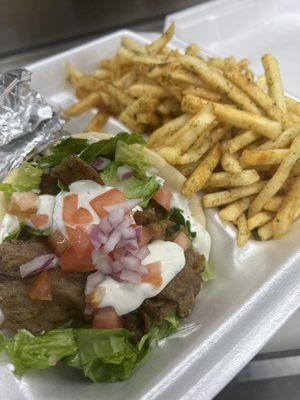 Gyro wrap and fries