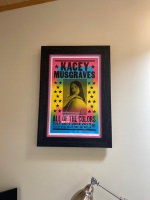 Bartlett framed Kacey Musgraves Hatch Show Print poster. Great for my office space!