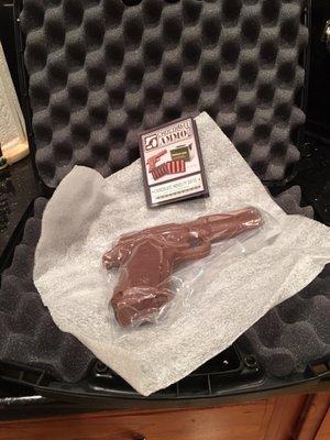 I got this chocolate handgun for Christmas one year from PKAT from my husband and I really enjoyed it a lot!