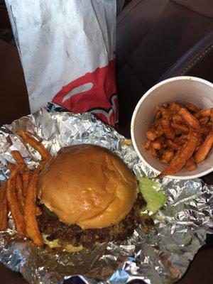 Mooyah Burger with Sweet potato fries!!