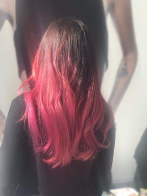 Hair by Diana Ojeda. No filter. Pink balayage.