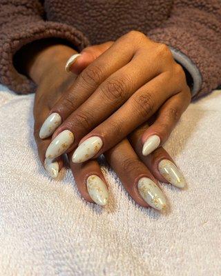 Structured Gel Manicure, Gel Polish & Gold Flakes