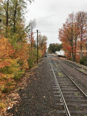 Looking towards Fitchburg down the track during fall.