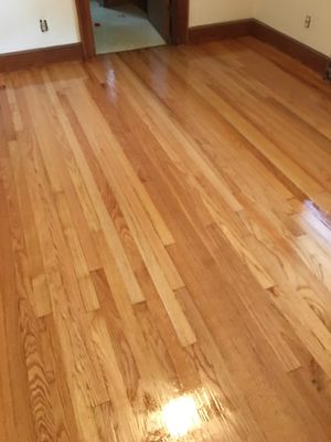 Refinish red oak floors with gloss polyurethane